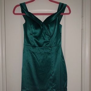 Emerald Off the Shoulder Mini Dress